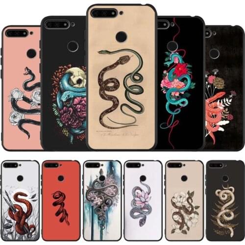 Flower snake painting black Silicone Phone Case For honor 30 20 Pro 8 8X 9 10 20 Lite Mate 10 20 30 Lite Pro cover
