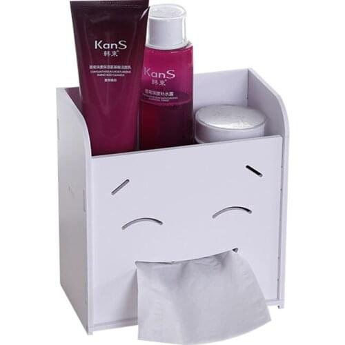 Diy Smile Model Cosmetics Storage Box Waterproof Desktop Tissue Box Storage Box Crafts Multi-functional Storage Rack Home Decor