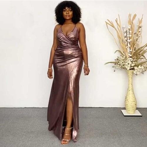 4XL 5XL Plus Size African Long Maxi Dress Womens V Neck Backless Night Club Party Dress African Sexy Split Dresses For Women