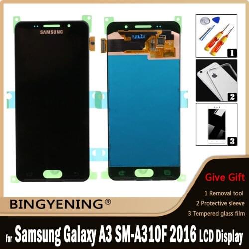 For Samsung Galaxy A3 2016 A310 A310F Full LCD Display Screen Touch Digitizer Assembly with Frame Replace
