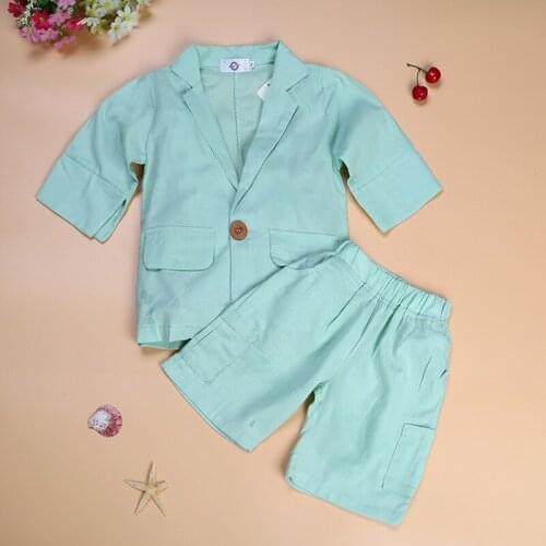 Hooyi Summer Baby Boys Clothes Sets Children Business Suit Blue Gentleman Baby Boy Outfits Kids Clothing Fashion 2-Pieces Set