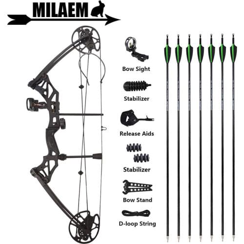 KAIMEI HAN Archery 30-70lbs Compound Bow Set With Carbon Arrows IBO320FPS 80% Labor Saving Ratio Shooting Hunting Accessories