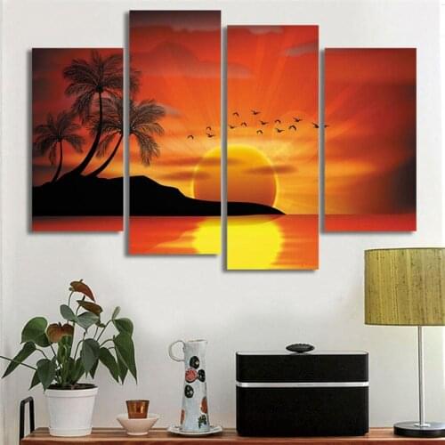 Sunset Island Canvas Painting Abstract Sea Bird Painting On Canvas Cuadros Abstractos Living Room Home Decor Wedding Gift