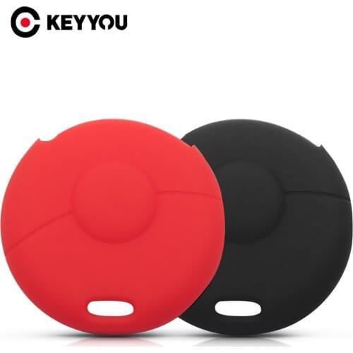 KEYYOU For Mercedes Benz Smart Fortwo 450 Forfour 1998-2012 Car Remote Key Replacement Case Silicone Rubber Case Cover 1 Buttons