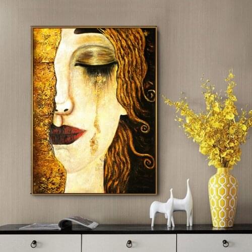 Classic Artist Gustav Klimt Tear Abstract Oil Painting on Canvas Posters and Prints Art Wall Pictures For Living Room Cuadros