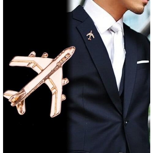 Korean Fashion Metal Small Aircraft Brooch Pin Mens Suit Shirt Collar Pins Badge Brooches for Women Trendy Jewelry Accessories