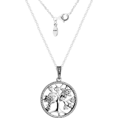 Family Tree Pendant and Necklaces 925 Sterling Silver Jewelry Free Shipping