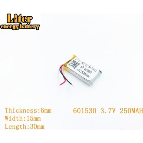 Liter energy battery 3.7V 250mAh 601530 plug Lithium Polymer Rechargeable Battery For MP3 MP4 MP5 Lithium polymer battery