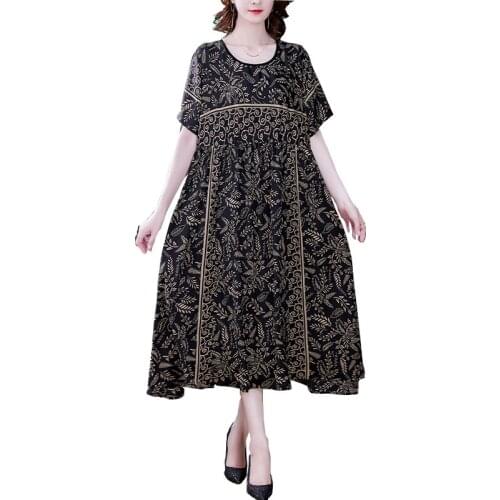 2021New Summer Vintage Polka Dress Women Cotton Silk Mulberry Silk Dresses L-5XLHigh-End Casual Floral Dress Femme FC1195