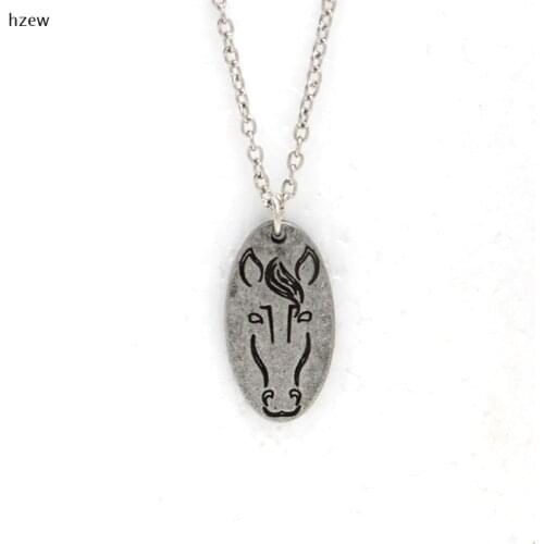 Hzew new Oval cute horse head pendant necklace Ancient gold and silver color two colors horse necklaces fashion jewelry gift