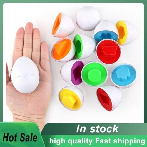 6PCS Montessori Learning Education Math Toys Recognize Color Shape Matching Eggs Fight Inserted Puzzle For Kids Toys AYM