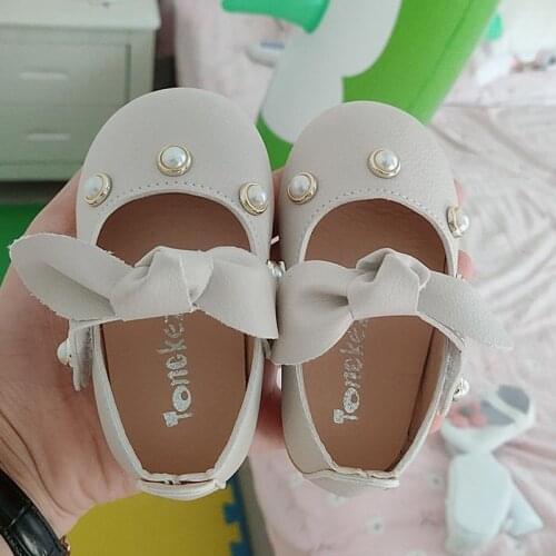 Toddler Baby Shoes Newborn Infant Girl Beading Leather Shoes For Kids Girls White Party Wedding Princess Shoes 0 2 5 6 Years Old
