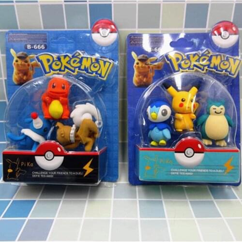 Original Pokemon Pikachu Erasers DIY Assembled Eraser Stationery Office Supplies School Drawing Kawaii Cute Eraser for Kids