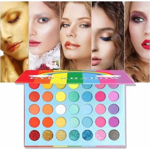 35 Colors Eyeshadow Palette Matte Rainbow Shimmer High Pigmentation Eye Shadow Waterproof Long Lasting Colorful Makeup