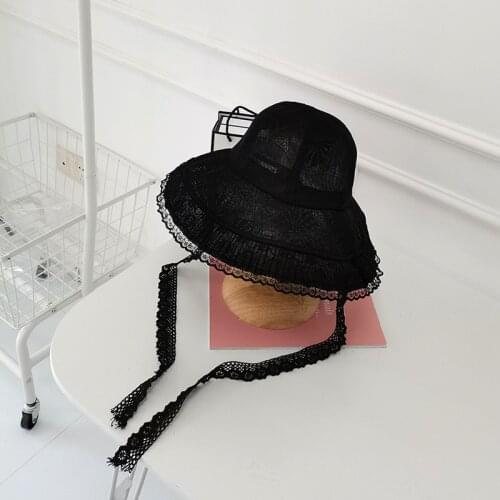 Japanese Thin Lace Net Bucket Hats 2021 Women Sunscreen Korean ins Outdoor Vacation Big Eaves Fisherman Hat Student Beach Cap