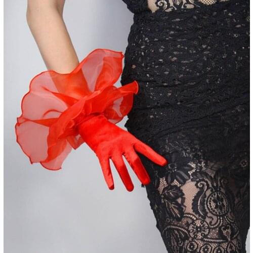 Gant Womens Elegant Short Satin Gloves Banquet Wedding Evening Colorful Halloween Fancy Dress Party Costume Gloves ST335