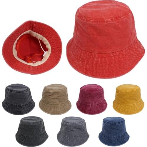 Washed Denim Bucket Hat Kids Wide Brim Cotton Fisherman Hat Girls Boys Summer Panama Sun Hat Outdoor Beach Fishing Cap