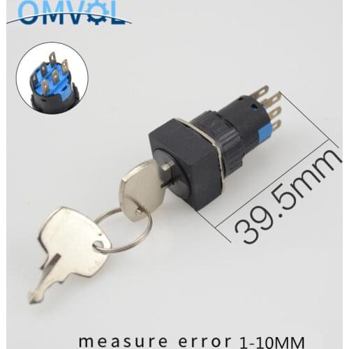 1PC square key switch double throw 2C 2 NC 2 NO, 2 positions maintained ,key can remove from both side