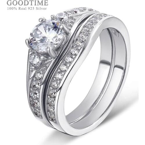 Luxury Ring For Women 925 Sterling Silver Zircon Wedding Ring Rhinestone Engagement Set Ring Jewelry Accessories For Girl Party