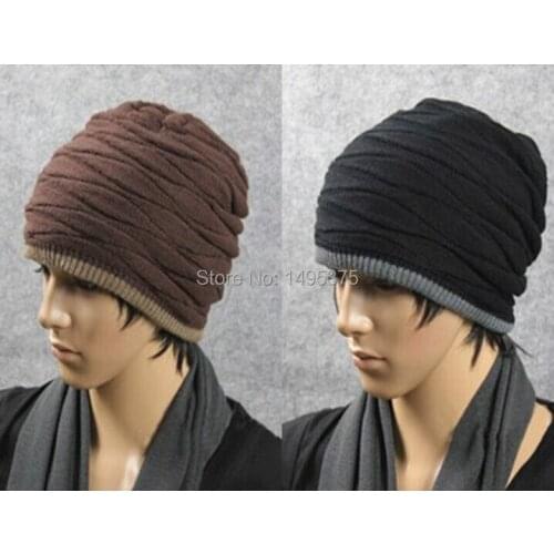 120pcs/lot Gothic Punk Hat Street Dance Hip Hop Boy Heardwear Casual Double Side Solid Cotton Bomber knitted Hat