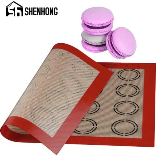 SHENHONG Silicone Rolling Dough Pad Sheet Homemade Macaron Cookies Biscuits Puffs Mold Baking Mat Pastry Mould Dessert Tools