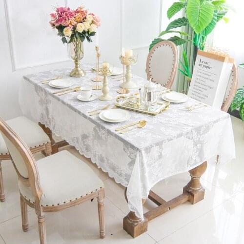 French Lace Tablecloth Rectangle and Circle Comfortable Mesh for Tea Table Piano Cover Garden Decoration Photo Background Cloth