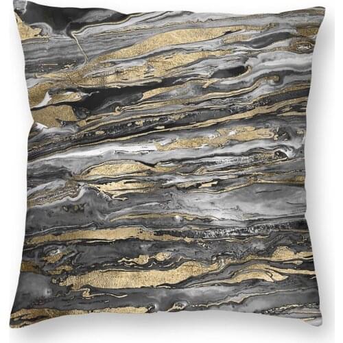 Stylish Gold Abstract Marbleized Paint Throw Pillow Cover Polyester Throw Pillow Gold Marble Texture Creative Pillowcase