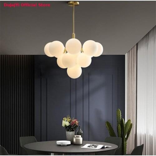Light luxury living room LED chandelier Nordic childrens room bedroom chandelier modern ceiling glass ball chandelier lighting