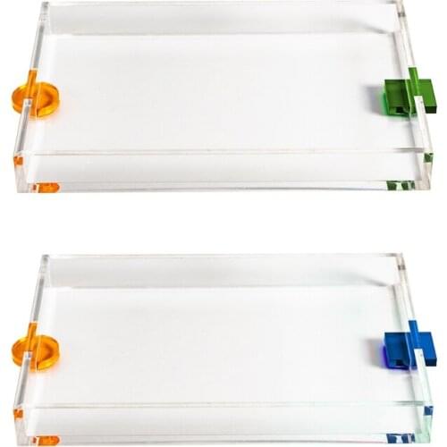 T21D Acrylic Transparent Water Cup Tray Teacup Storage Household Rectangular