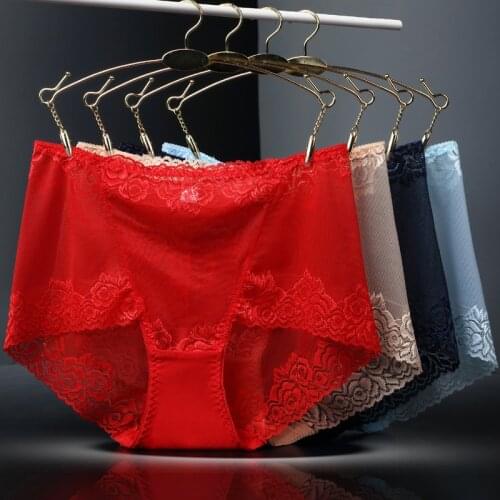 4Pcs/lot ropa interior femenina sexy Lingeries Briefs Women Underwear plus size 5XL thin style Lace hollow Womens Panties