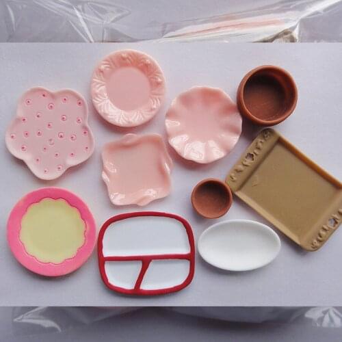 5pcs/lot solid plate dish tray tableware Plate and bowl resin mix size cabochon DIY home decorations christmas