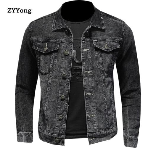 Corduroy Jeans Jacket For Men Style Bomber Aviator Motorcycle Denim Casual Slim Street Retro Black Streetwear Cowboy Outwear