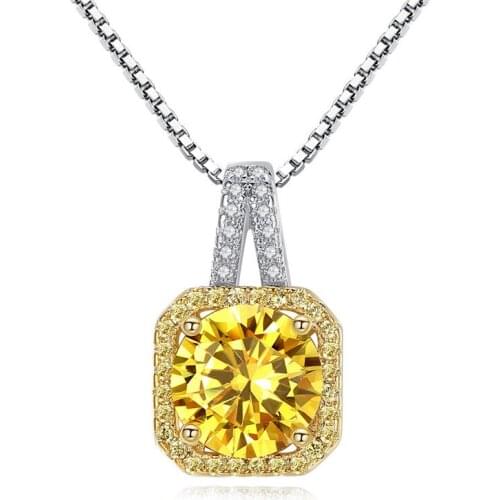 Jewelry fashion zircon pendant necklace square shape collarbone necklace birthday gift wedding engagement