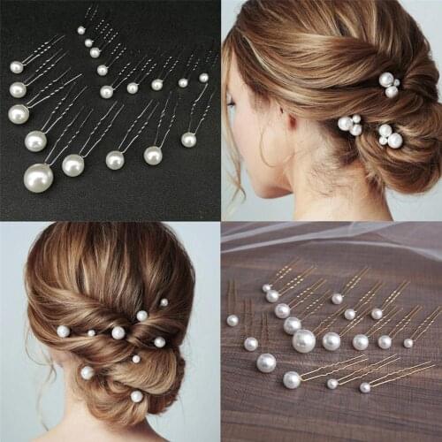 18pcs Hair Stick U Shaped Wedding Elegant Pearl Hair Stick Headdress Hairpin Clips for Bridal Wedding Hair Jewelry Accessories