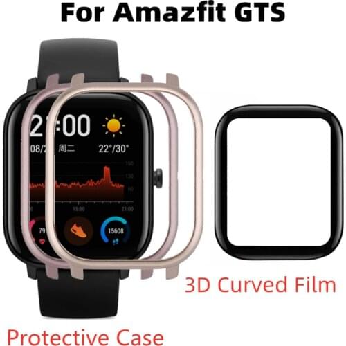 For Amazfit GTS protective shell + 3D curved full screen protective film For Huami Amazfit GTS two-in-one watch bumper frame