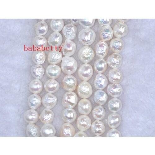 NW White FRESHWATER PEARLS 15 inch STRAND Nucleated Baroque loose