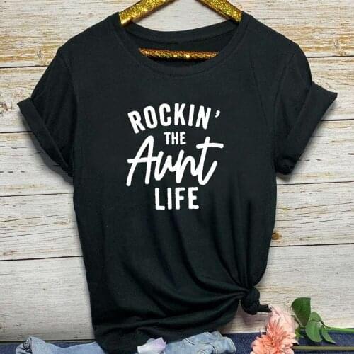 Rocking THE Aurt Life Letter Print T Shirt Women Short Sleeve O Neck Tshirt Ladies Summer Women Tee Shirt Tops TX5567