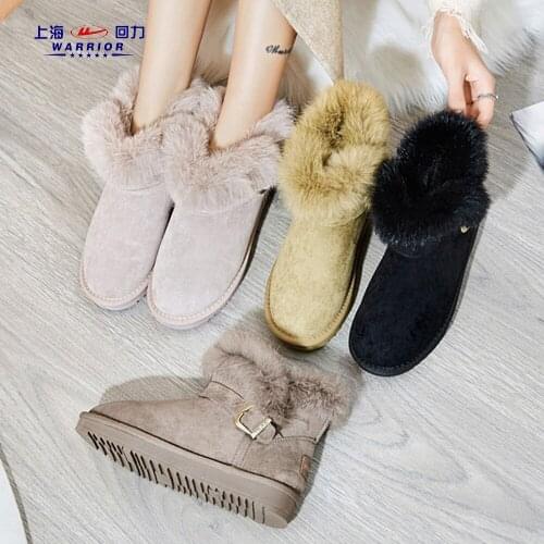 Snow Boots Female Student All-Match Add Cashmere Thicken Ankle Boots Rabbit Hair Non-Slip 2020 New Korean Version Winter Cotton