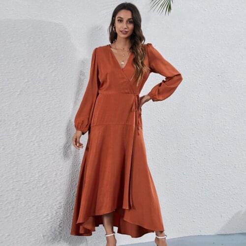 Women Maxi Dress Autumn Long Sleeve V-Neck Ladies Clothing Black Long Dress Loose Streetwear Robe Vintage Spring Dresses Vestido