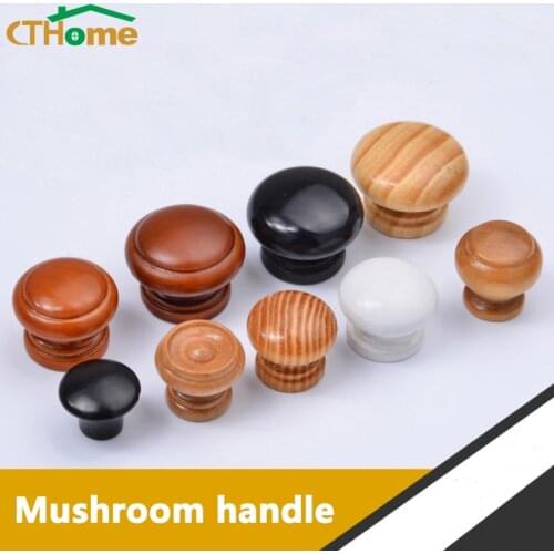 1pc/Environmentally friendly Natural Wooden Black Handle Wood Cabinet Knobs Handles Kitchen Drawer Wardrobe Door Pulls Furniture