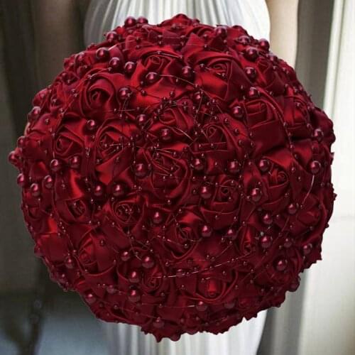 1pc/lot Wine Red Holding Bouquets With Diamond For Wedding Party