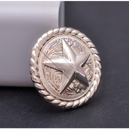 10X 30MM SILVER ROPE EDGE WESTERN TEXAS RANGER STAR SADDLES LEATHERCRAFT CONCHOS