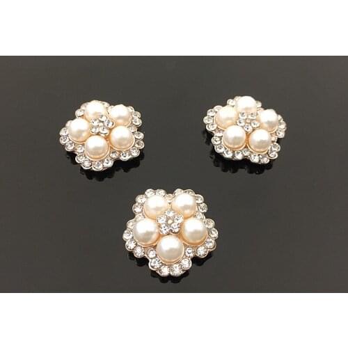 18mm Flatback pearl Rhinestone button Crystal DIY Wedding Invitation girl hair Flower Accessory