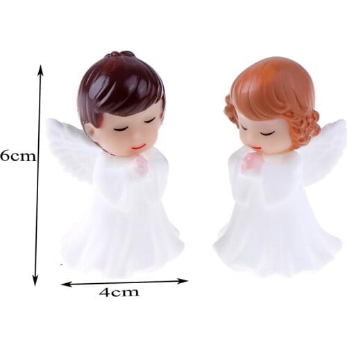 2 Pcs Angels Figurines Miniature For Desktop Car Garden Cake Well Workmanship Odorless Sculpture Ornament Decoration