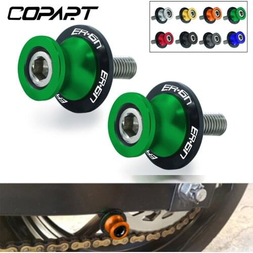 2PCS Motorcycle M6 M8 M10 SwingArm Sliders Spools CNC Rear Swing Arm Stand Screw Paddock For KAWASAKI ER6N ER 6N ER-6N All Years