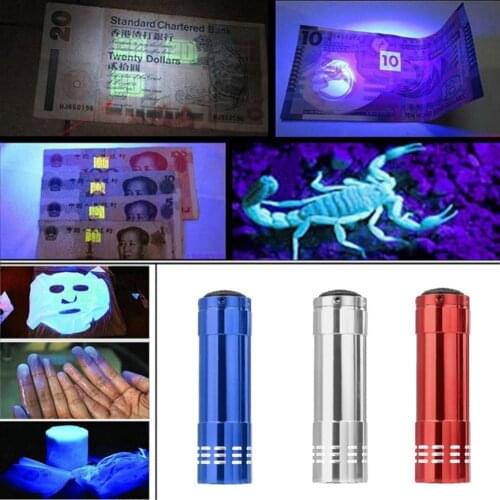 2021 New 3 x AAA UV flashlight Mini LED Wavelength Light UV LED Flash Light Aluminum Lamp 4.5V LED Flashlight Portable Lighting