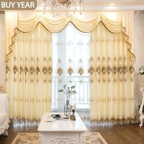 2021 New European Style Curtains for Living Dining Room Bedroom Embroidered Curtains Embroidered Tulle Valance Curtains