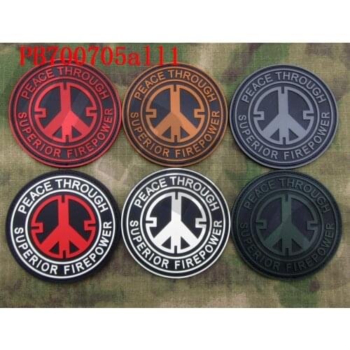 3D PVC patch PEACE THROUGH SUPERIOR FIRE POWER Military Tactical Morale Rubber patch