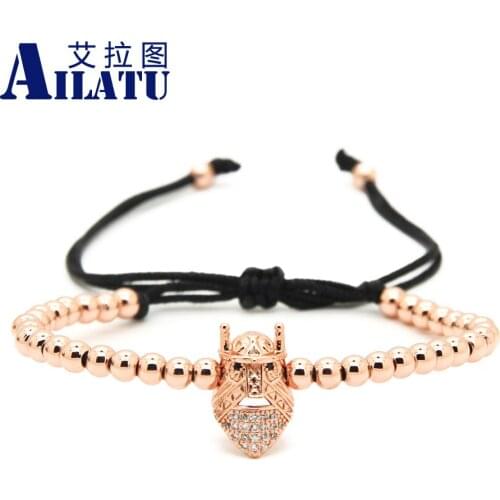 Ailatu 10pcs/lot New Style Brand Fashion High Quality Sparta Masks Macrame Cz Beads Bracelets