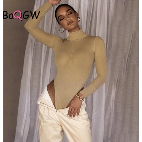 BaQGW 2020 Casual Fitness Rompers Women Bodysuit Knitted Long Sleeve Regular Jumpsuit Women Fashion Streetwear Outfits Overalls